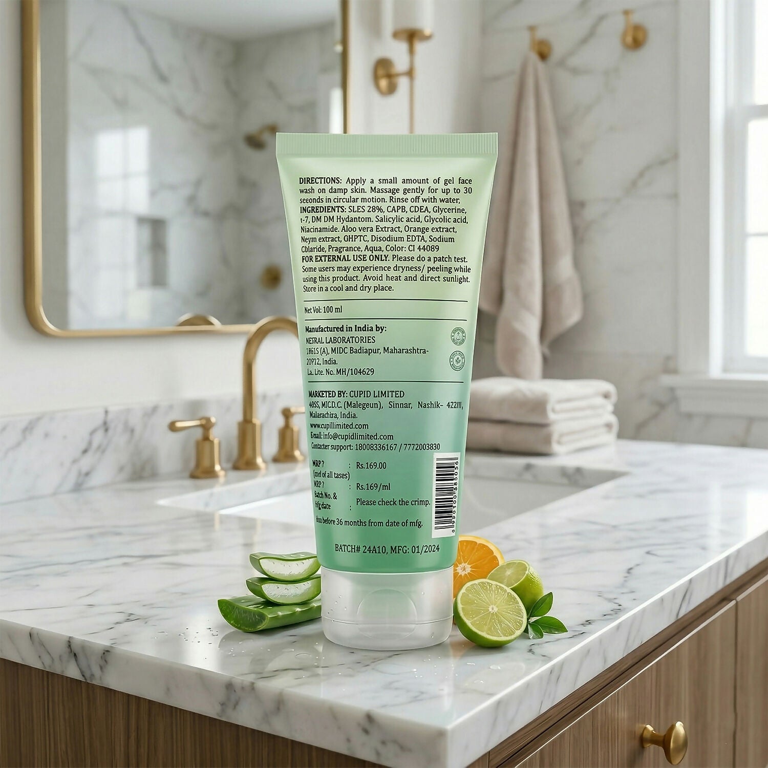 AHA BHA Face Wash Gel Deep Clean Pimple Control Skin Care Cleanser (100 Ml)