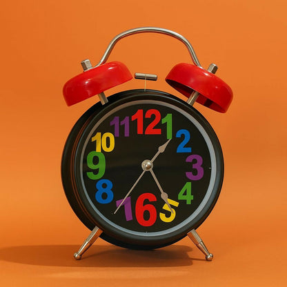 Twin Bell Alarm Clock with Colorful Numbers & Loud Ring for Heavy Sleepers