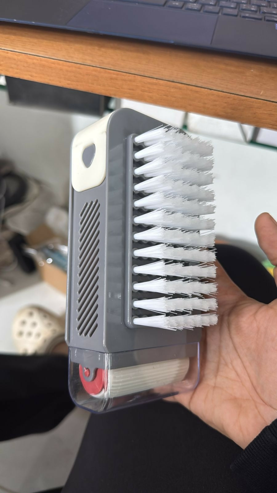 Liquid Dispensing Cleaning Brush with Built-In Soap Dispenser for Home Use