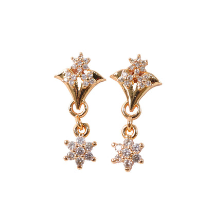 Elegant rose gold star drop earrings capturing light with cubic zirconia