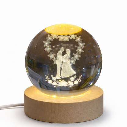 Crystal Ball LED Night Lamp | Romantic Couple Design | Warm Light Decor