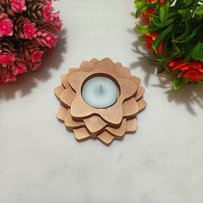 Flower 4-Layer Diya gold tealight candle Elegant Home Decor Handmade