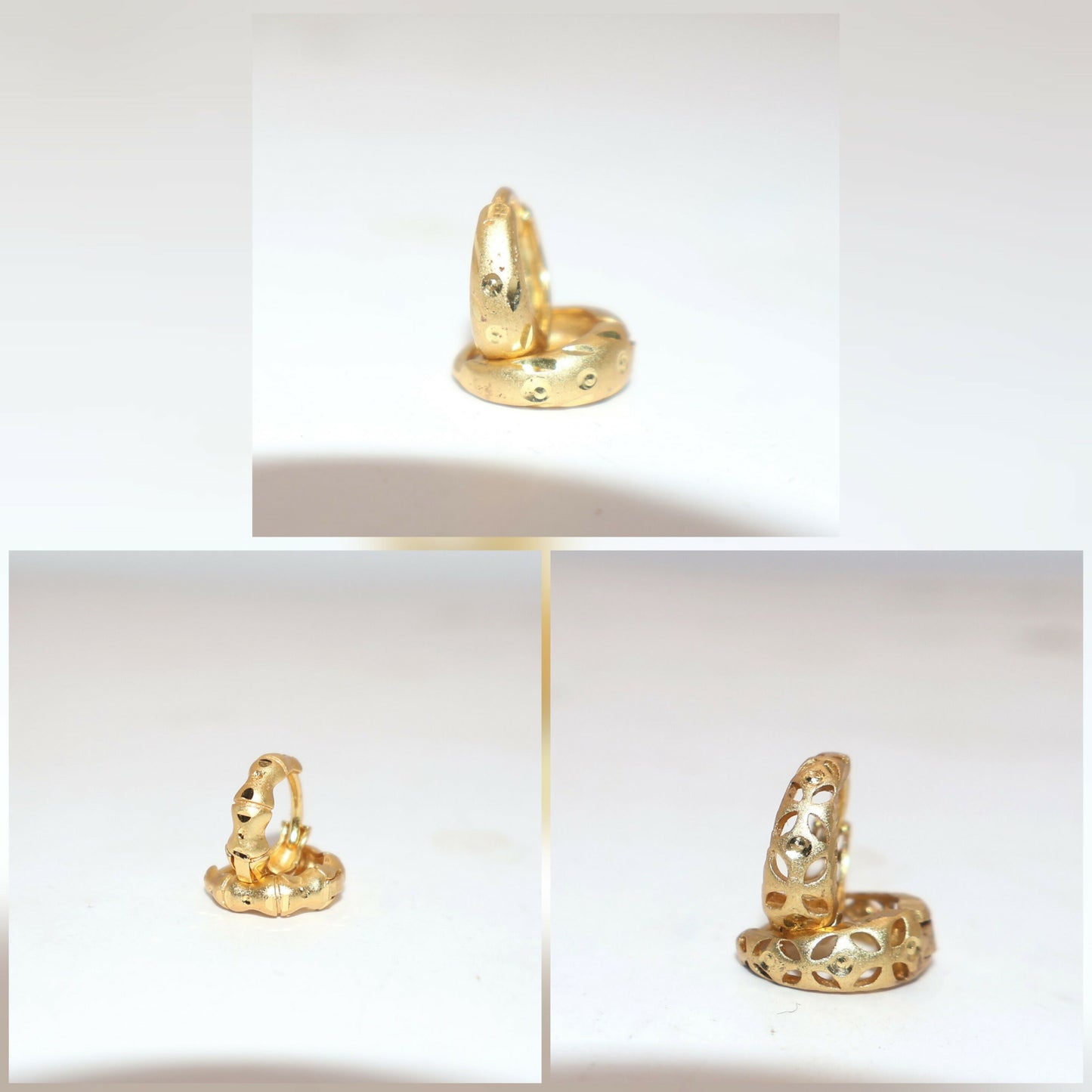 Gold Huggie Hoop Earrings kan ki bali and girls Combo Pack of 3