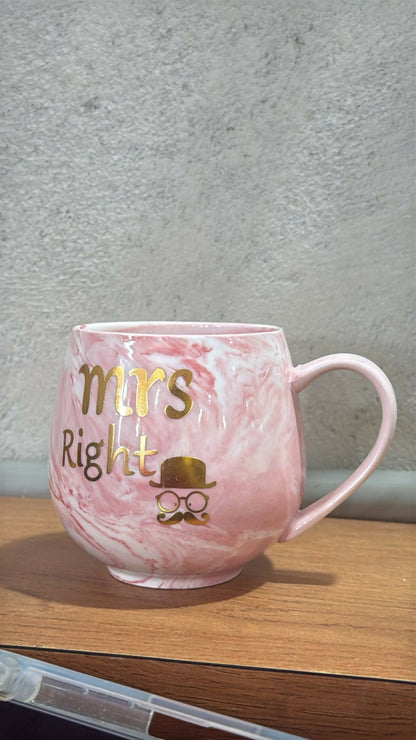 Pink Marble Ceramic Coffee Mug for Women – Elegant Round Shape Cup for Tea, Coffee & Milk – Premium Glossy Finish Designer Mug for Gifting, Office & Home Use