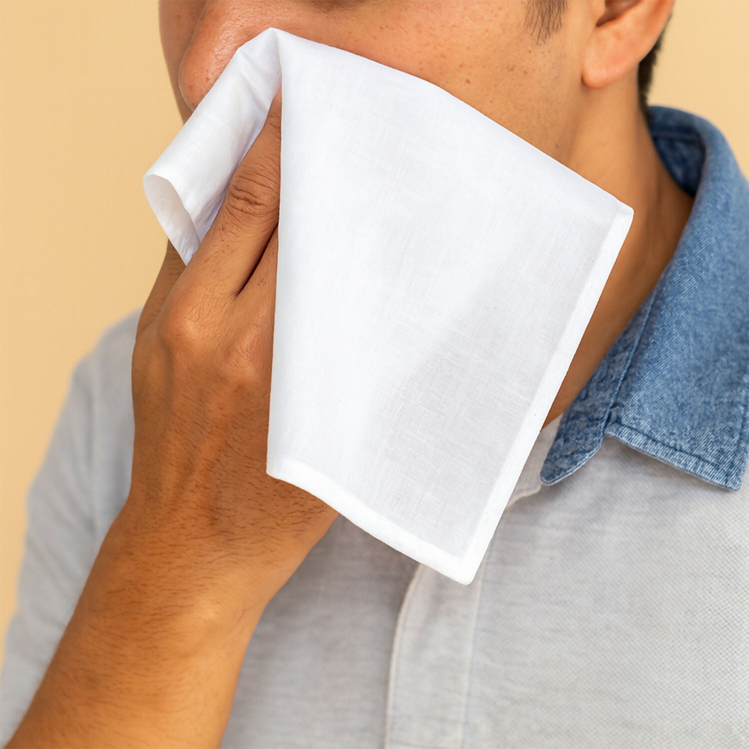 Set of 12 White Cotton Handkerchiefs for Men & Women – Soft & Absorbent Daily Use Hanky