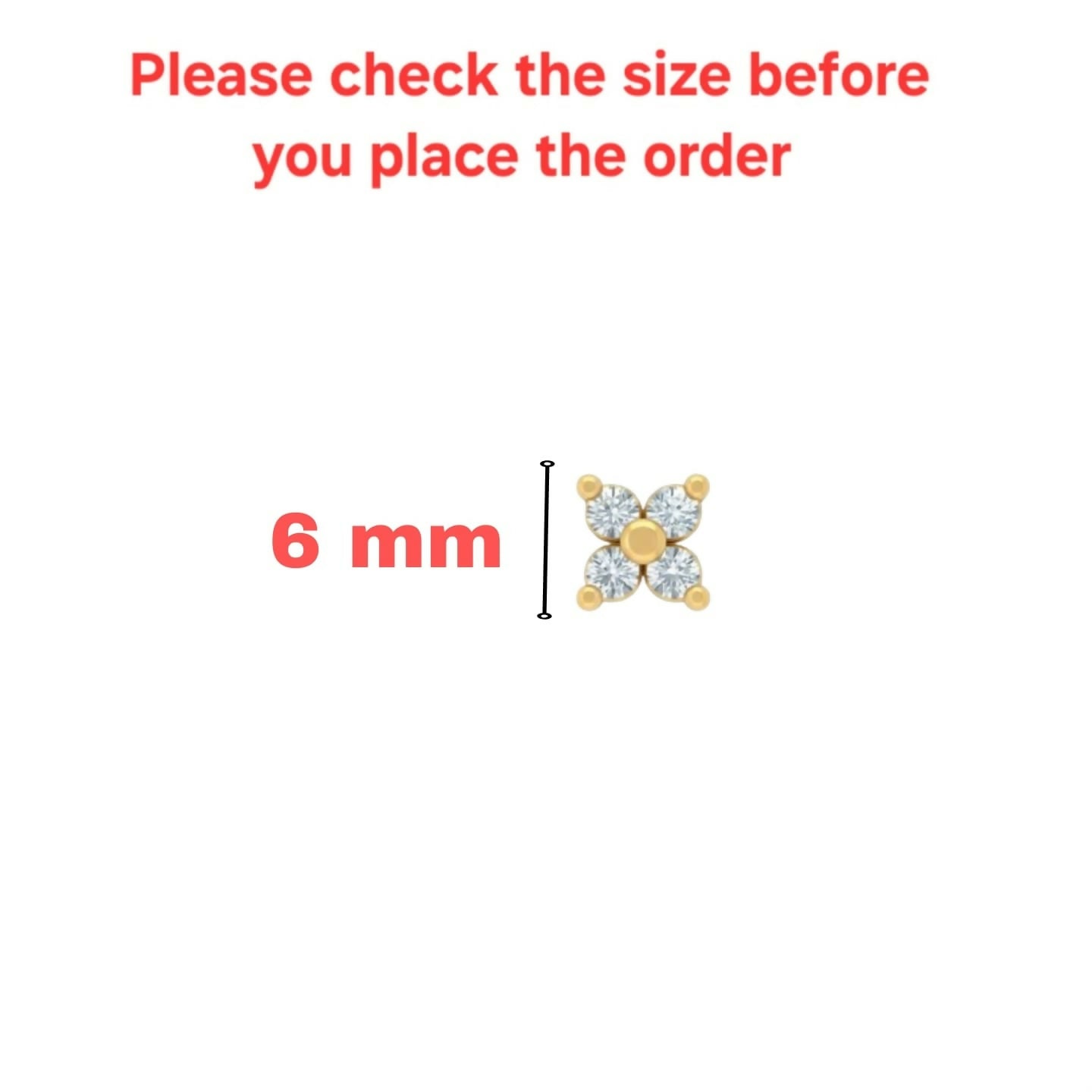 Gold plated AD Flower Flat Back Nosepin Stud Combo Pack of 2