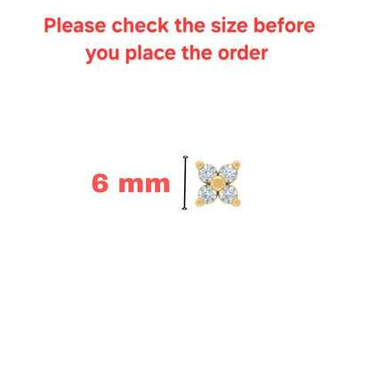 Gold plated AD Flower Flat Back Nosepin Stud Combo Pack of 2