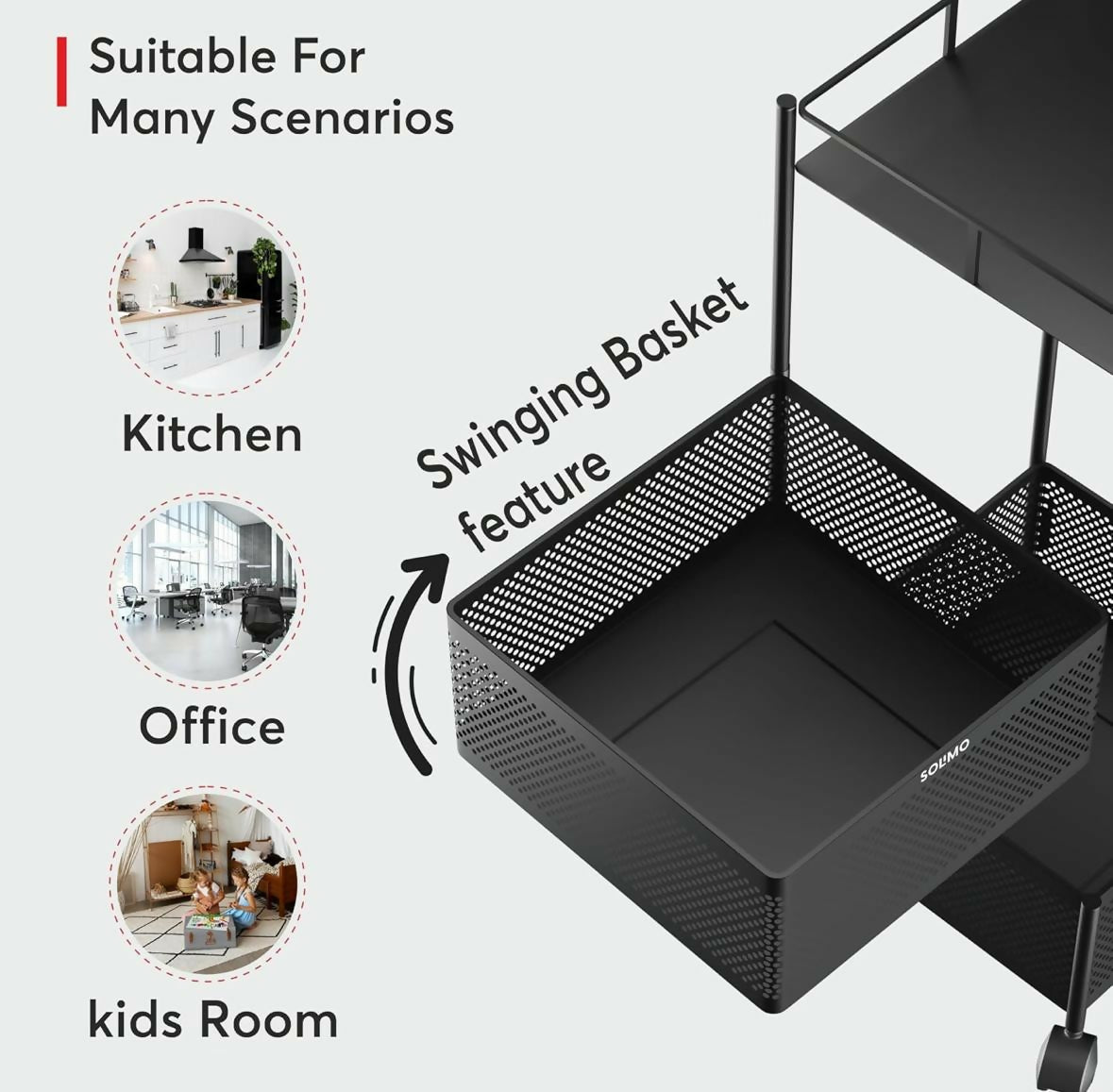 Durable Square 2-Layer Stainless Steel Kitchen Trolley with Ventilated Baskets & Wheels