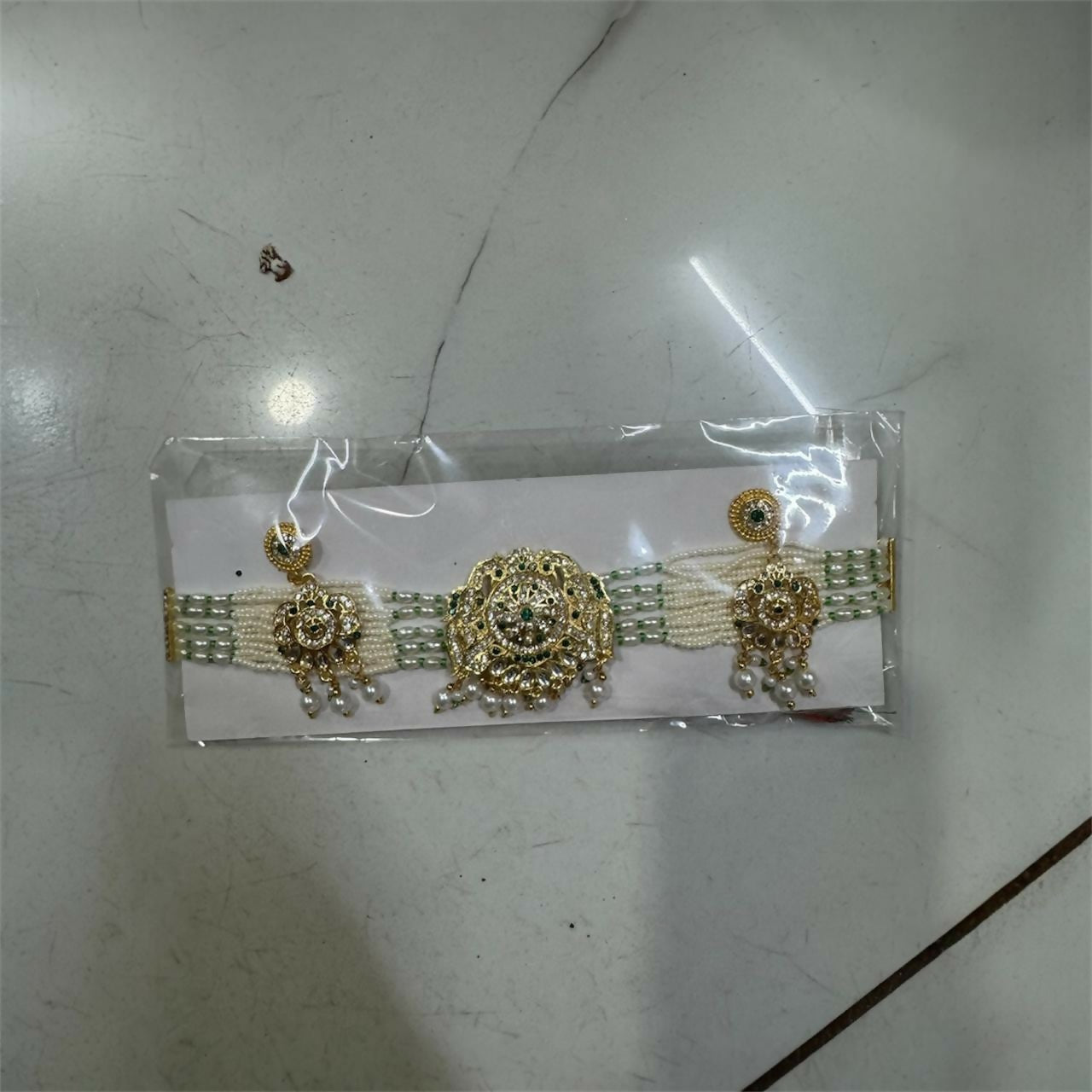 Premium Kundan Pearl Bridal Jewellery Set with Earrings