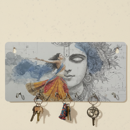 Lord Krishna Wall Key Holder | Main Door Key Organizer for Home & Office (Mix Design)