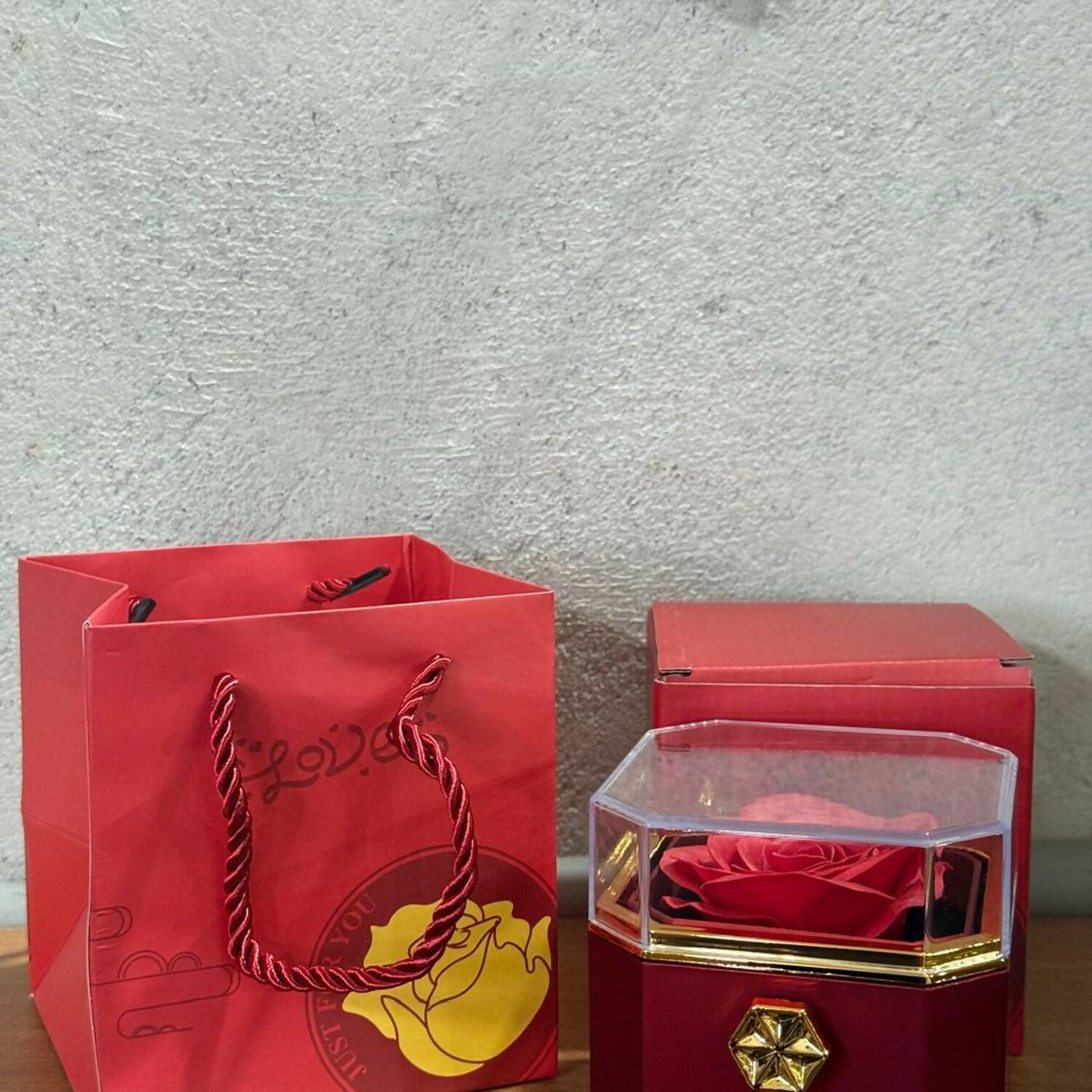 Rose Jewellery Box Gift with Transparent Lid & Premium Storage Case