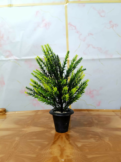 Artificial Pine Tree Plant with Black Pot Green Leaves for Home Balcony Table Decor
