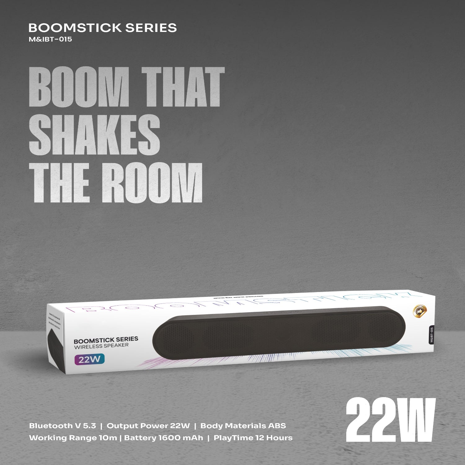 Boomstick 22W wireless soundbar speaker front view