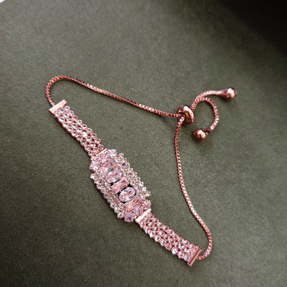 Rose Gold Plated Ad Stone Adjustable Bracelet