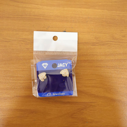 Gold Finish Heart Shape Stud Earrings with Stone Work for Women & Girl - Stylish Daily Party Wear Jewellery