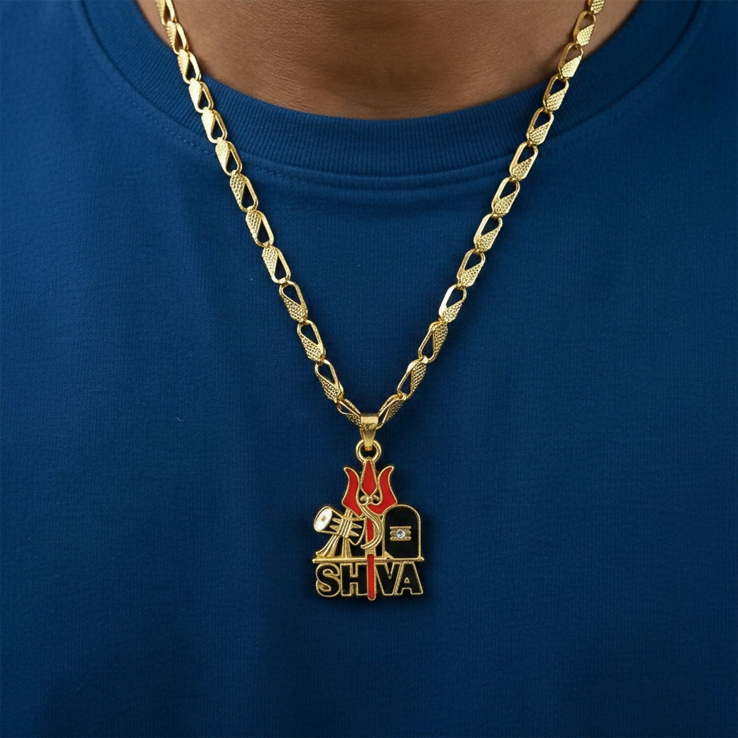 Shiva Trishul Pendant with Designer Chain