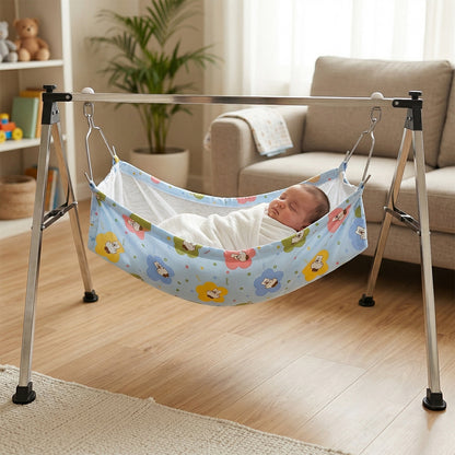 Baby hammock cradle in nursery setting showing safety and comfort