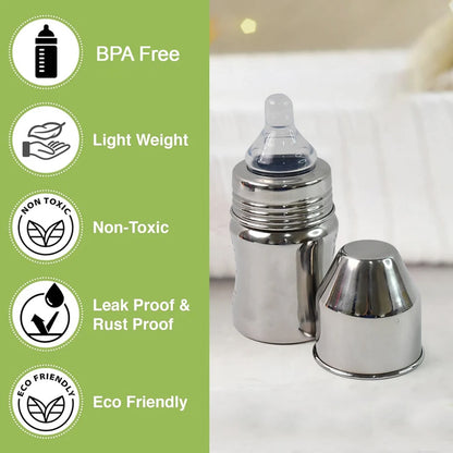 Stainless Steel Baby Feeding Bottle – Safe & Leak-Proof 125 ML
