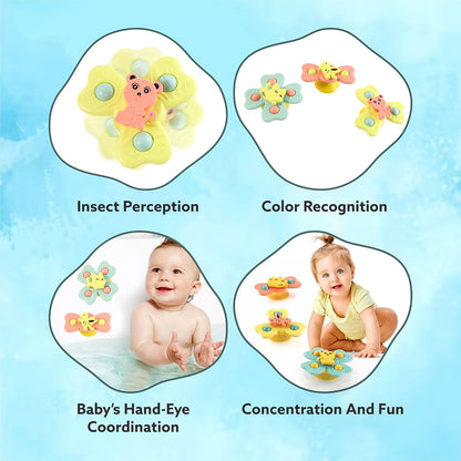 Buzzy Baby Spinner Toy Set – Suction Cup Spinning Toys (3 Pc Set)