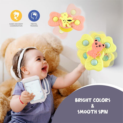 Buzzy Baby Spinner Toy Set – Suction Cup Spinning Toys (3 Pc Set)