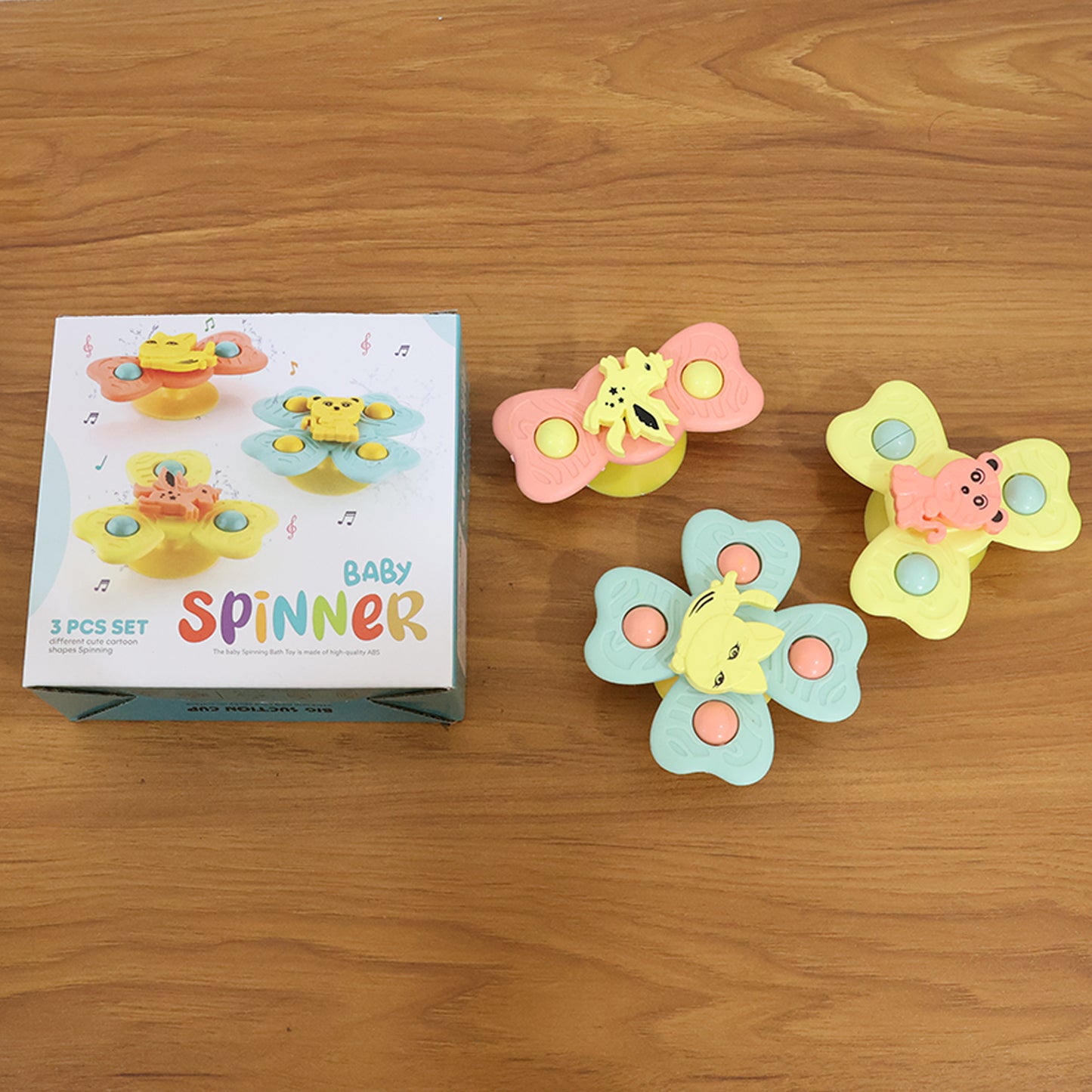Buzzy Baby Spinner Toy Set – Suction Cup Spinning Toys (3 Pc Set)
