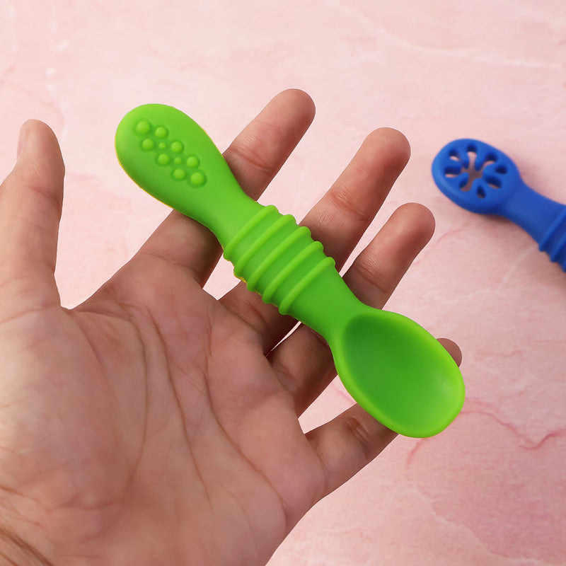 Silicone Baby Training Spoons (Set of 2) – Soft, Food-Grade, BPA-Free, for Infants 3+