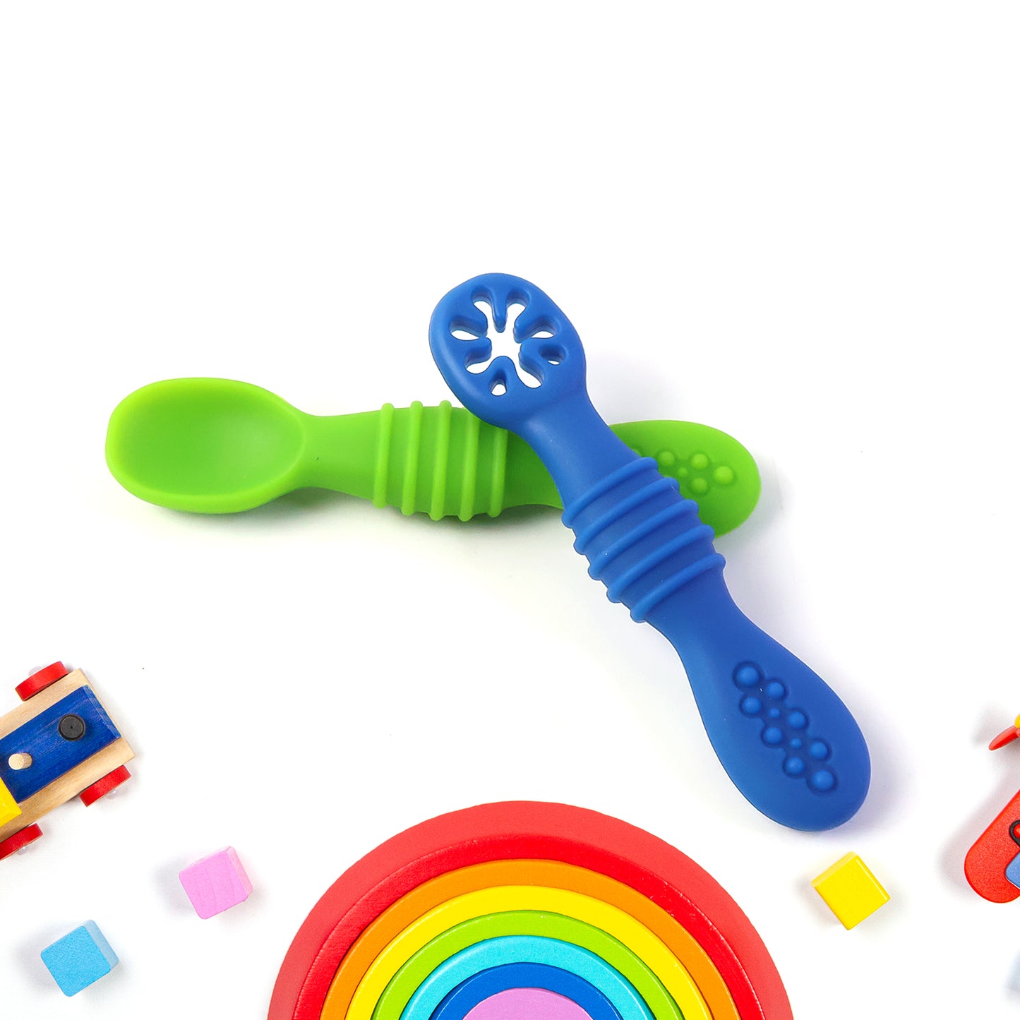 Silicone Baby Training Spoons (Set of 2) – Soft, Food-Grade, BPA-Free, for Infants 3+