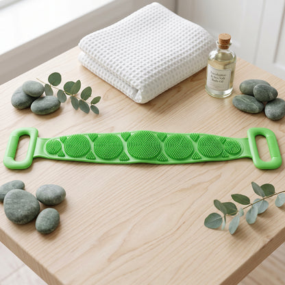 Silicone Body Scrubber Bath Belt Back Cleaning Strap with Handles (1 Pc)