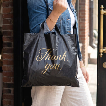 Premium Reusable Plastic Thank You Print Gift Carry Bag 30x26 Cm (1 Pc)