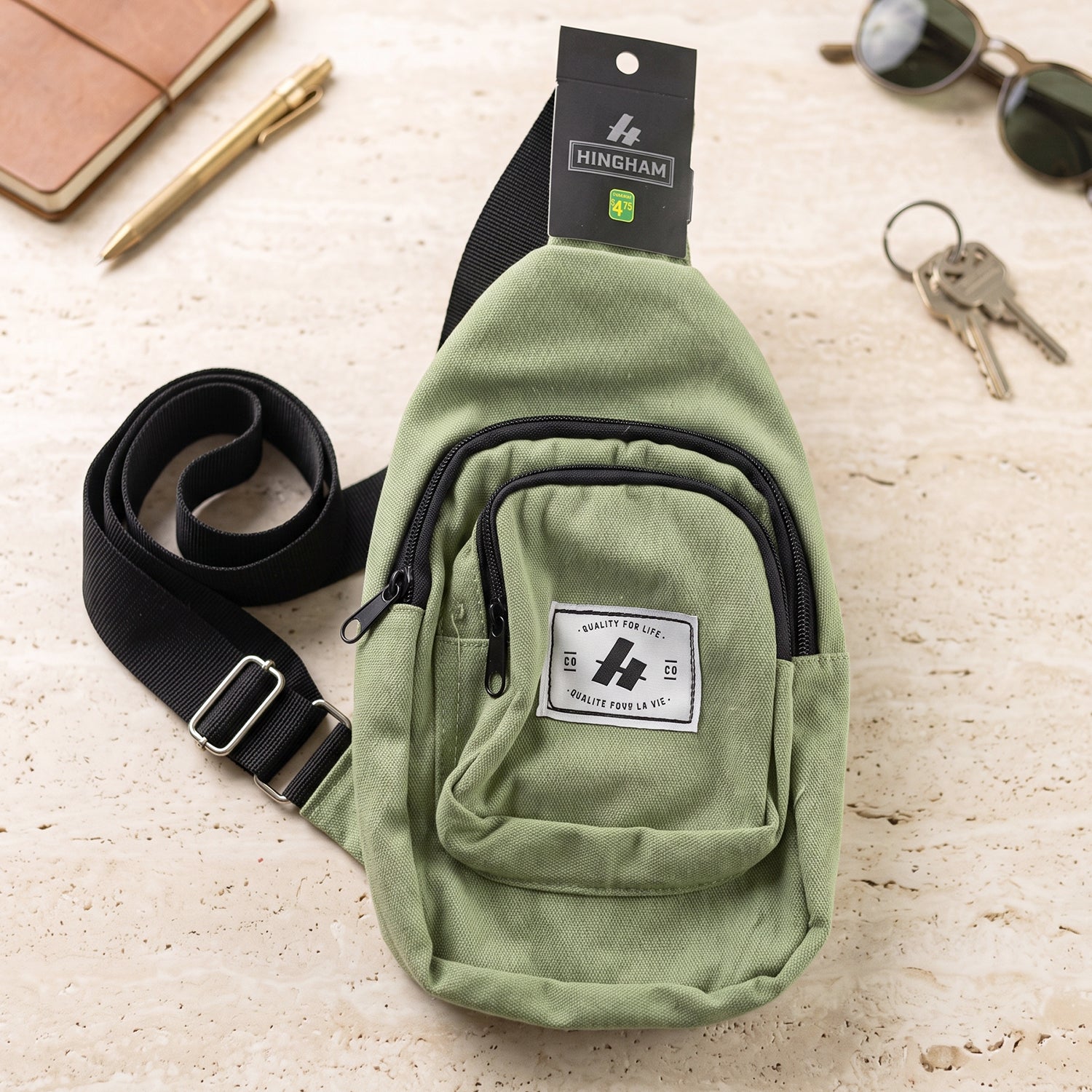 Multi Pocket Sling Crossbody Bag, Compact Canvas Chest Bag with Strap (1 Pc)
