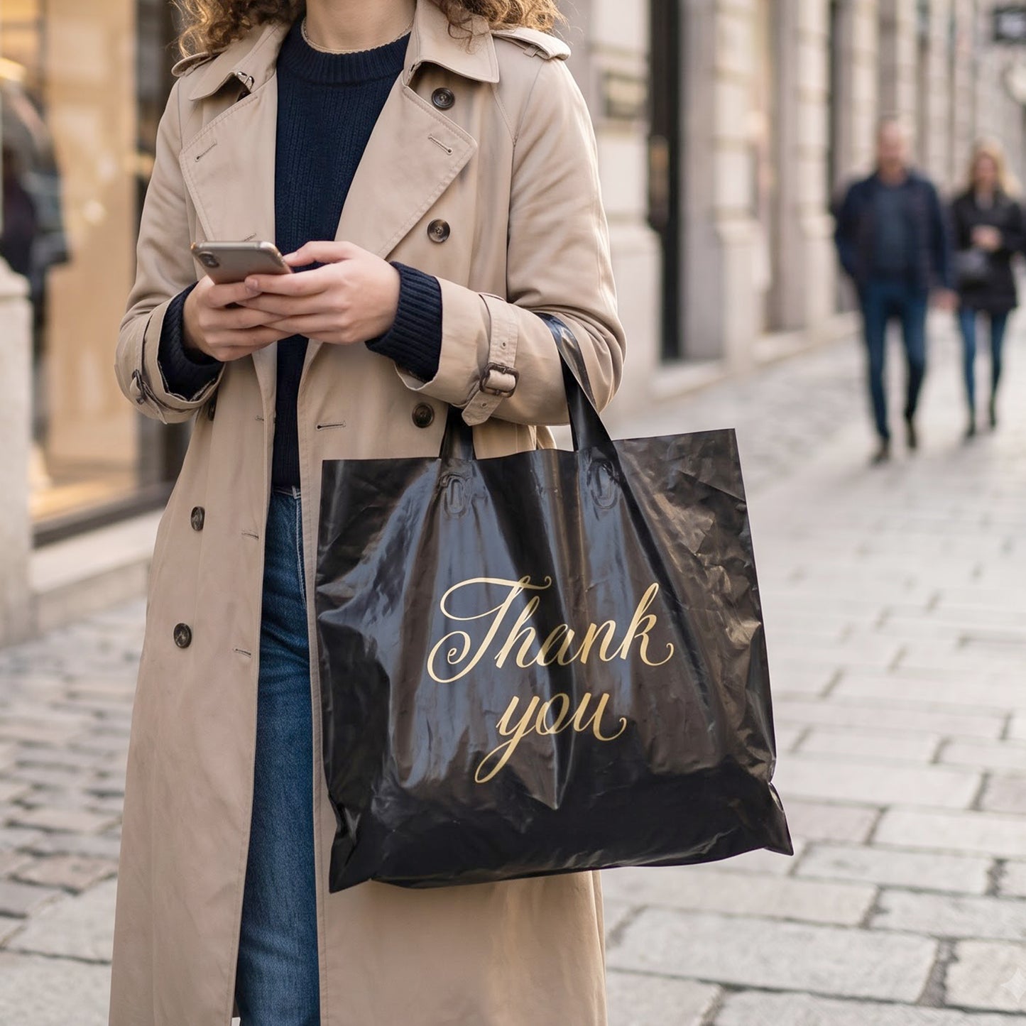 Premium Reusable Plastic Thank You Print Gift Carry Bag 30x26 Cm (1 Pc)