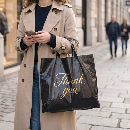 Premium Reusable Plastic Thank You Print Gift Carry Bag 30x26 Cm (1 Pc)