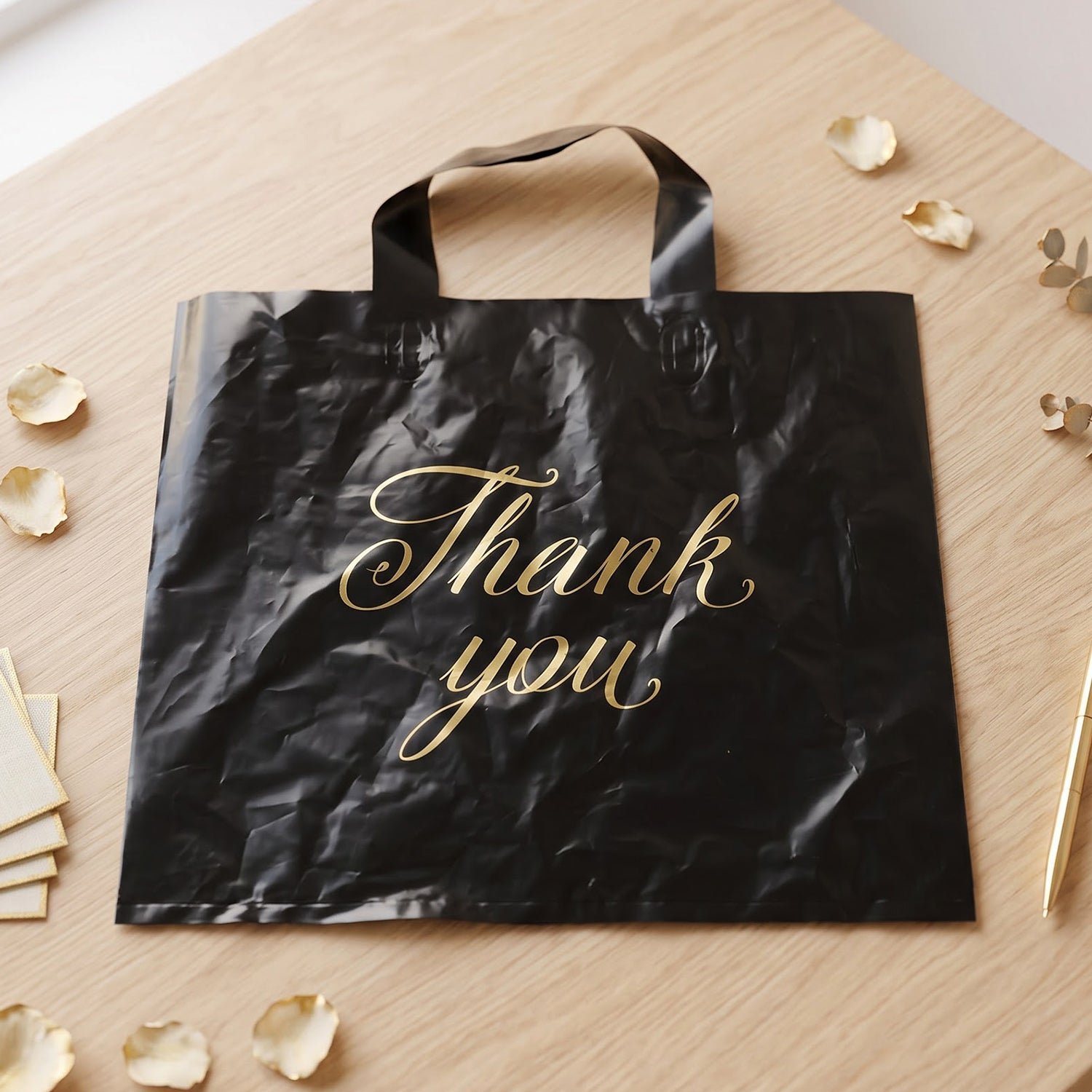 Premium Reusable Plastic Thank You Print Gift Carry Bag 30x26 Cm (1 Pc)