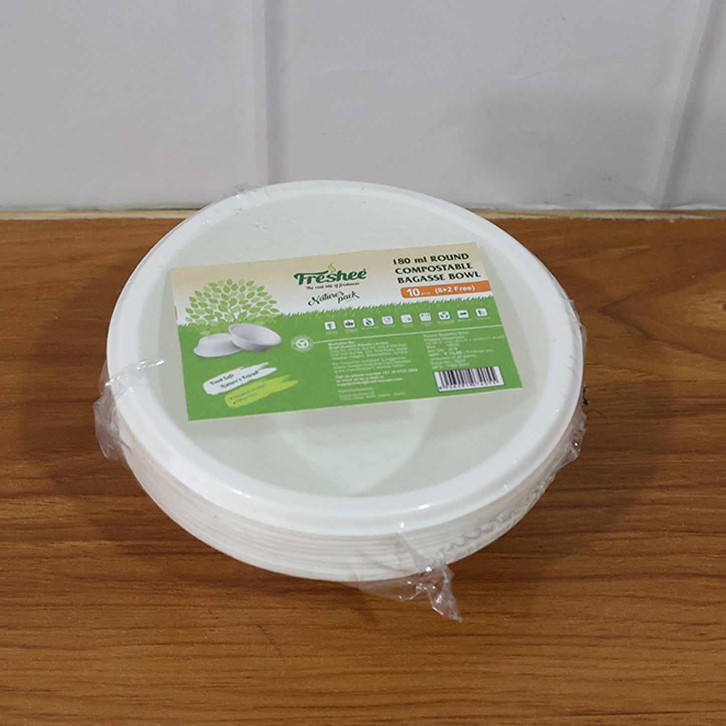 Freshee 180 ml Round Compostable Bagasse Bow (10 Pc)