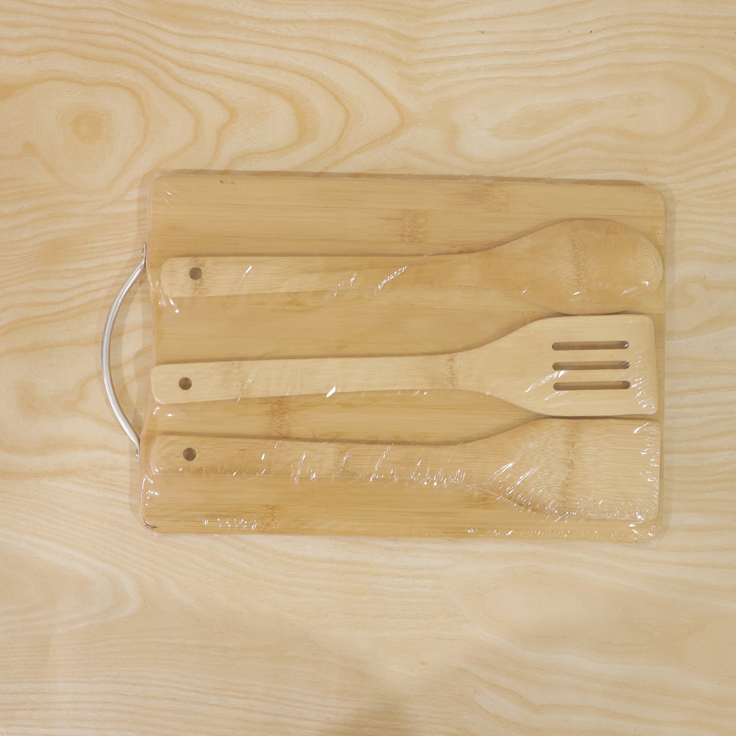 Wooden Cutting Board Combo Set with Bamboo Spoon Spatula and Turner (4 Pc Set)