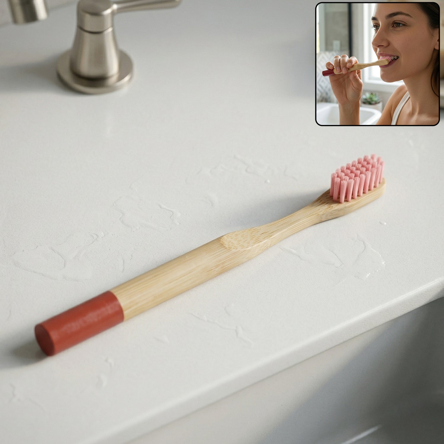 Eco friendly bamboo toothbrush with round handle