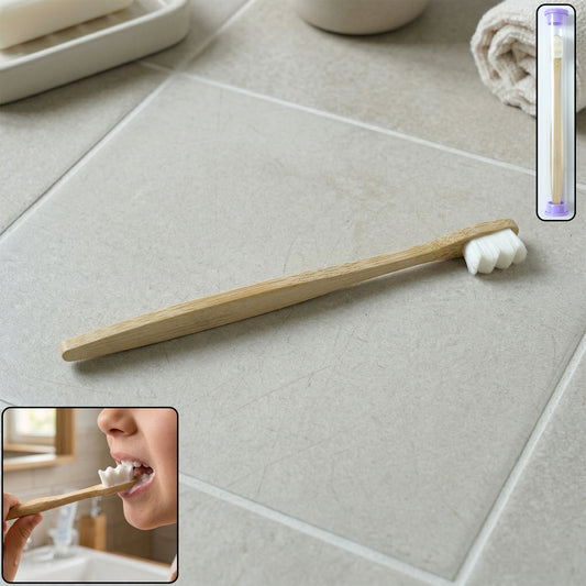 Natural Wooden Handle Tooth Cleaning Brush With Case (1 Pc)