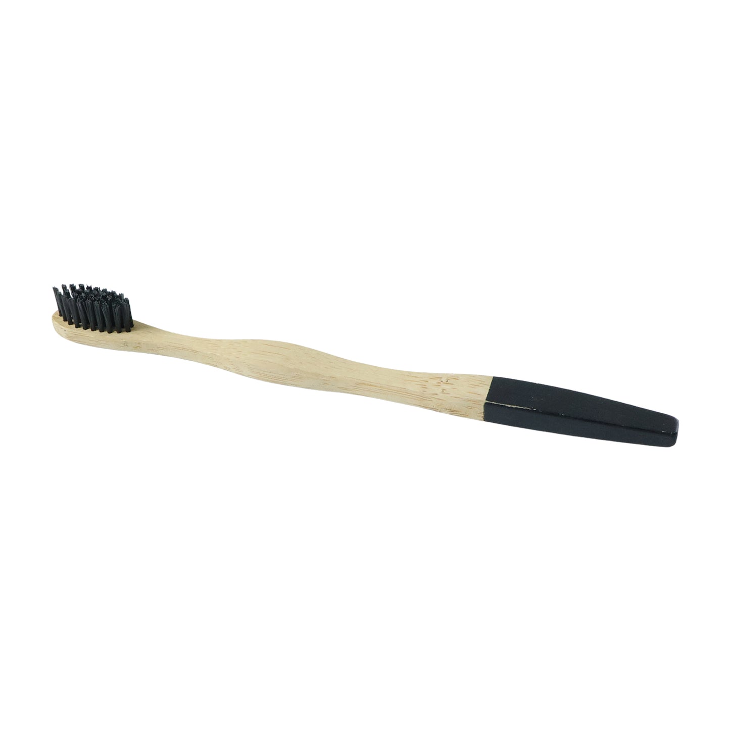 Wooden bamboo toothbrush with soft charcoal bristles