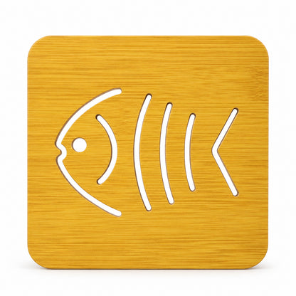 Square wooden fish-design coaster trivet 5