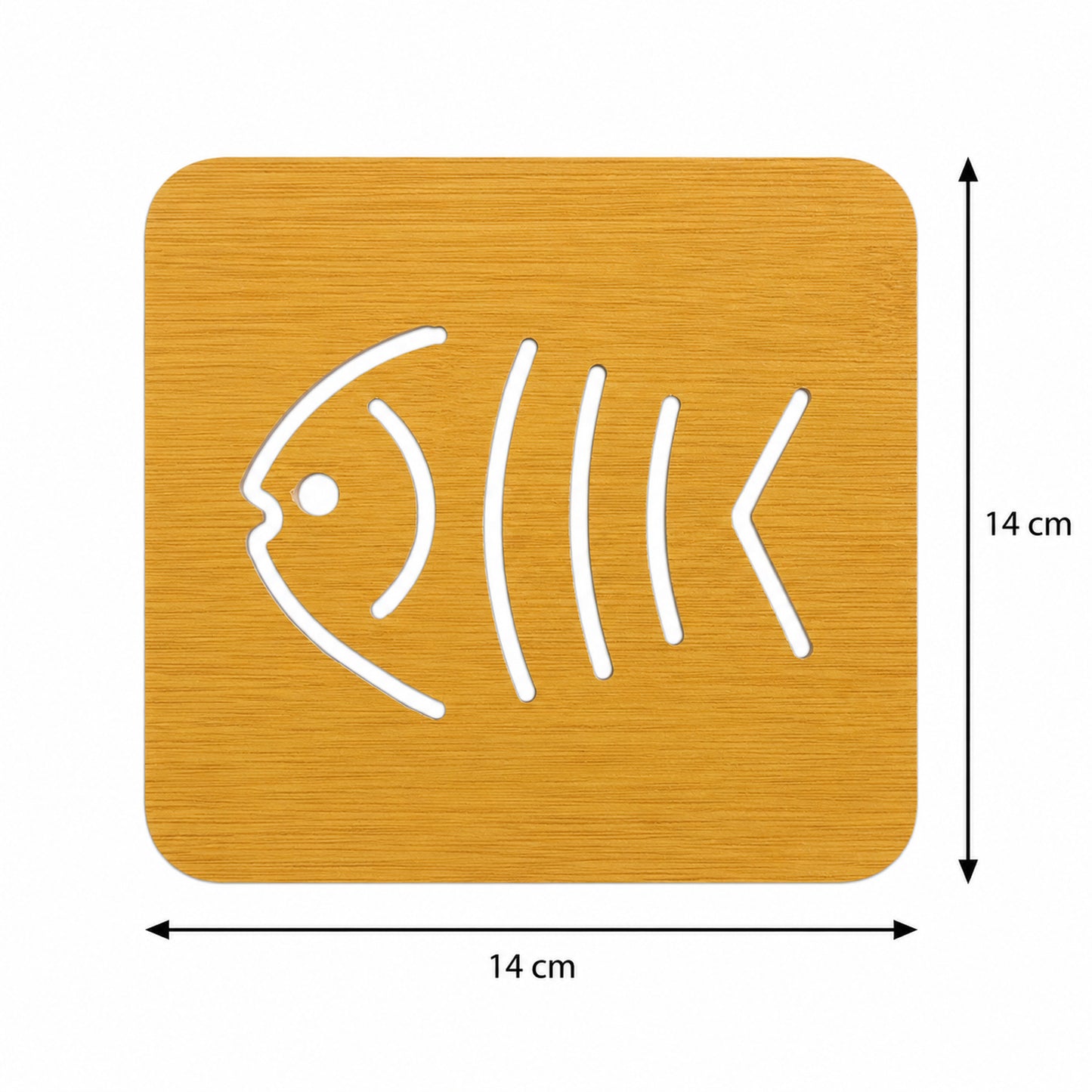 Square wooden fish-design coaster trivet 7