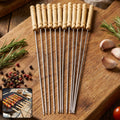 Stainless Steel BBQ Skewers – Reusable Grilling Sticks with Wooden Handle