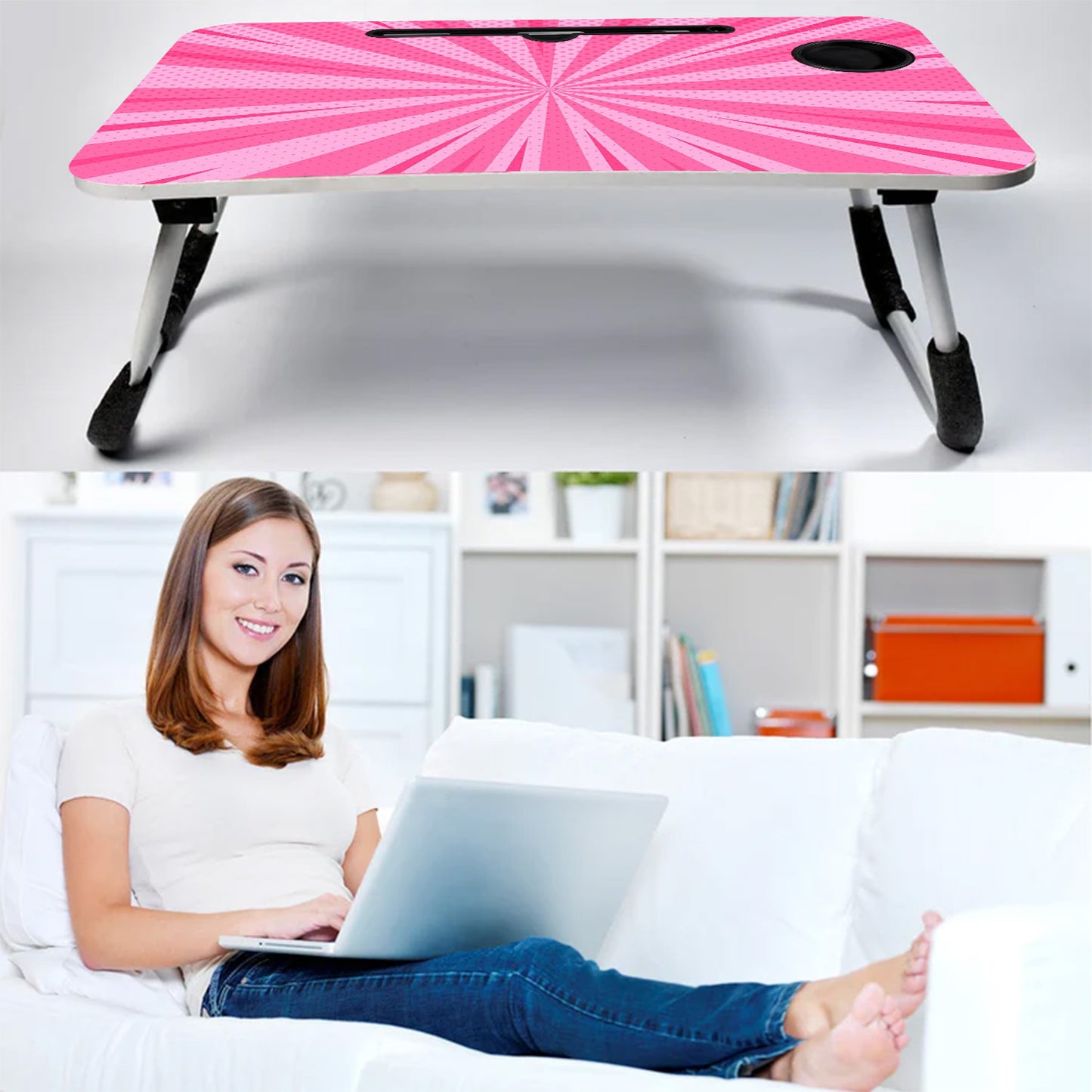 Barbie-themed foldable study table with cup holder