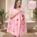 Women Wearable Bath Towel Cute Print Soft Quick Dry Bathroom Wrap (1 Pc)