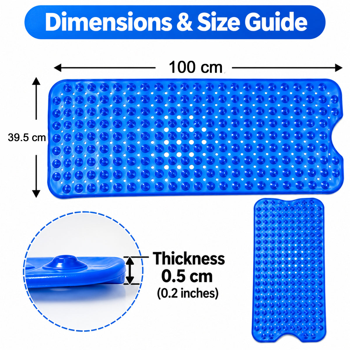 Anti Slip Bath Mat with Suction Cups for Bathroom Safety