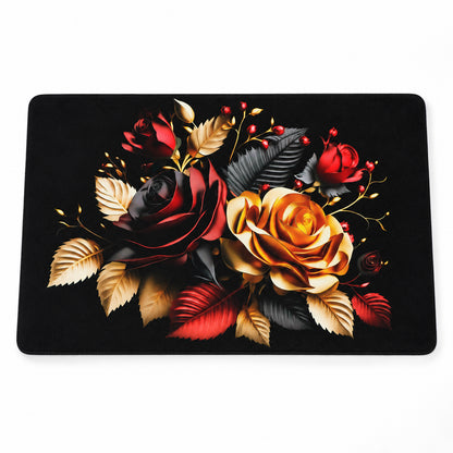 Decorative Floral Rose Print Bathroom Floor Mat for Indoor Use (1 Pc, 58x38 Cm)