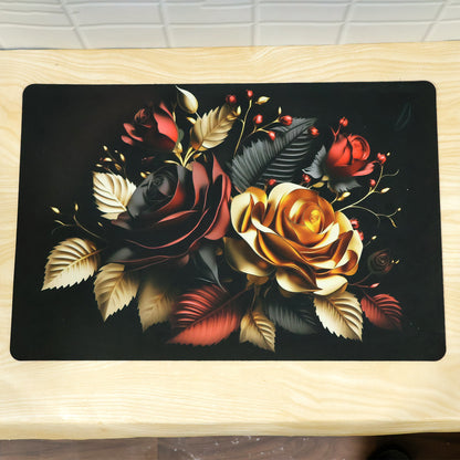 Decorative Floral Rose Print Bathroom Floor Mat for Indoor Use (1 Pc, 58x38 Cm)