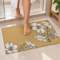 Absorbent Bathroom Mat, Mustard Floral Print Quick Dry Mat (1 Pc, 79.8x39.5 Cm)