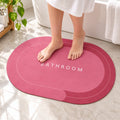 Two-Tone Oval Bathroom Rug, Water Absorbing Anti-Skid Mat (1 Pc, 58.5x39 Cm)