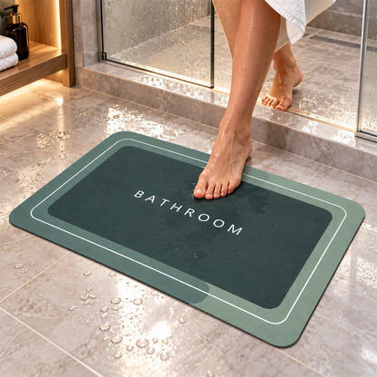 Super Absorbent Bathroom Mat 57x37 Cm, Quick Dry Non-Slip Bath Mat, Green (1 Pc)