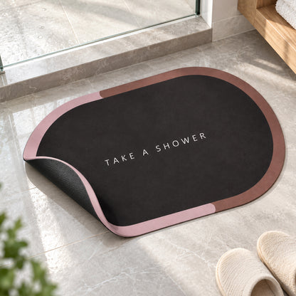 Take A Shower Oval Bath Mat, Anti-Skid Water Soaking Floor Mat (1 Pc, 56x37 Cm)